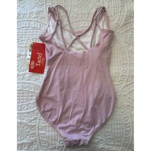 Vtg Body Wrappers Camisole Leotard Lattice Back Dancewear Womens Medium Pink